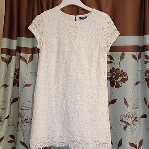 Kaari Blue Shift White Lace Dress